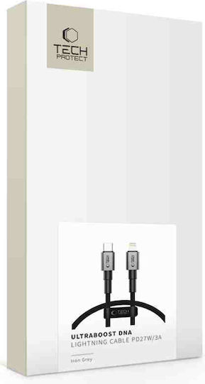 Tech-Protect Ultraboost Dna Редовна USB-C към Lightning кабел 27W Сив 0.25м