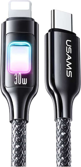 Usams SJ749 Braided USB-C to Lightning Cable 30W Black 1.2m (IP6JK04)