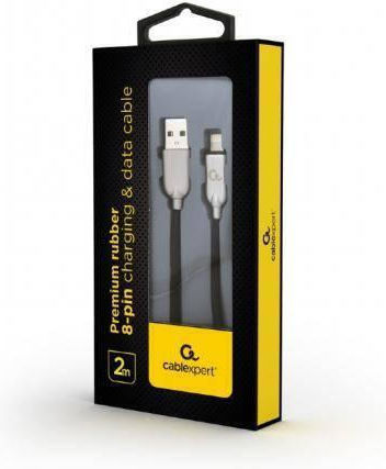 Cablexpert Premium Rubber USB-A zu Lightning Kabel Schwarz 2m (CC-USB2R-AMLM-2M)
