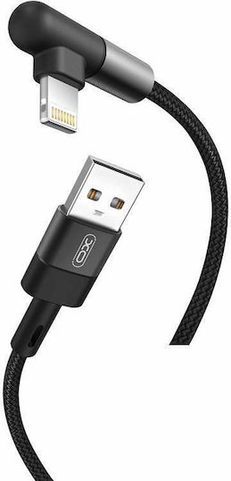 XO NB152 Winkel (90°) / Geflochten USB-A zu Lightning Kabel Schwarz 1m (XO-NB152LBK)