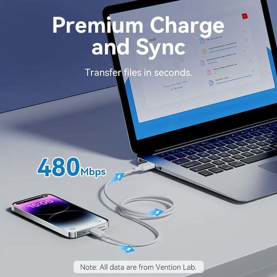 Vention USB-A to Lightning Cable Λευκό 1m LAMWF