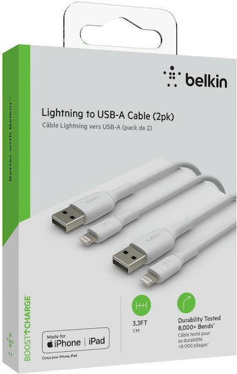 Belkin Редовна USB-A към Lightning кабел Бял 1м (S7733869)