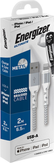 Energizer Braided USB to Lightning Cable Λευκό 2m (C520LKWH)