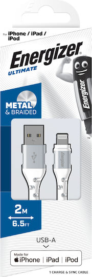 Energizer Braided USB to Lightning Cable Λευκό 2m (C520LKWH)