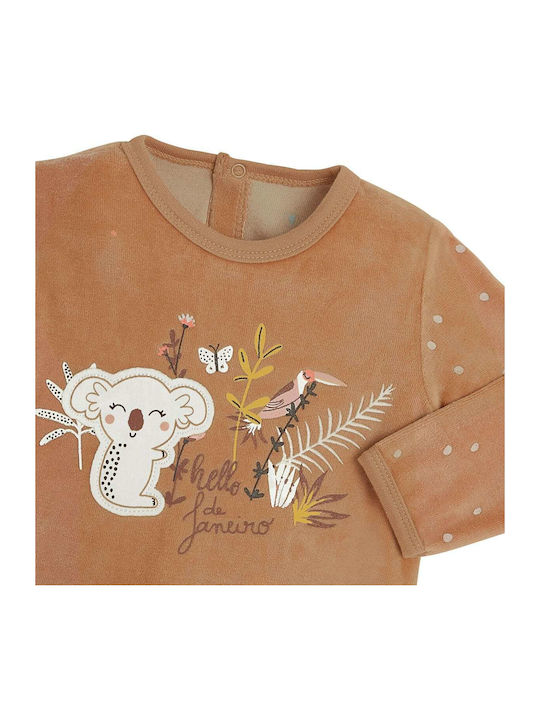 Petit Beguin Baby-Strampler Pyjama Bebe Samt Janeiro 6011411-janeiro Braun Mädchen