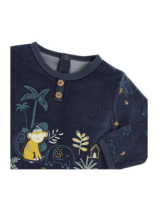 Petit Beguin Baby-Strampler Pyjama Bebe Samt Jungle Dhiver 6011416-jungl Marineblau Dunkel Junge