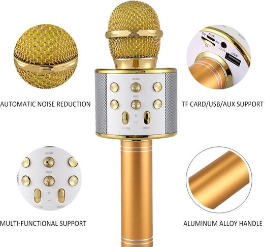 WSTER Μικρόφωνο Karaoke Ασύρματο WS-858 WS-858 Χρυσό