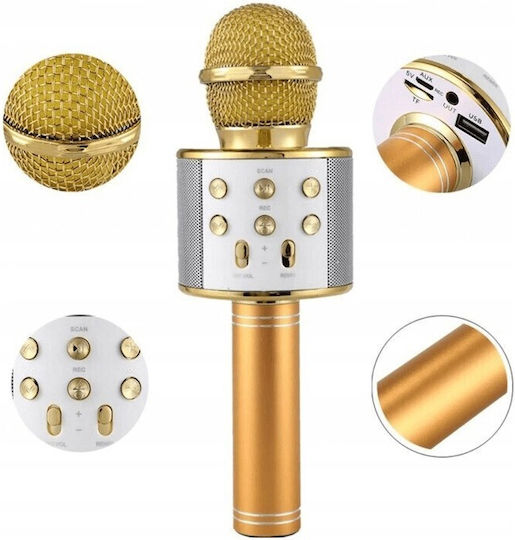 WSTER Μικρόφωνο Karaoke Ασύρματο WS-858 WS-858 Χρυσό
