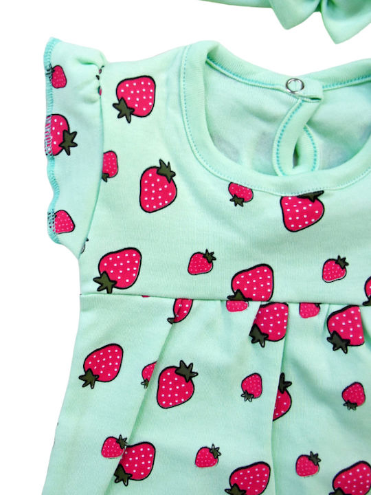 Baby Bodysuit Strawberries Mint Ribbon