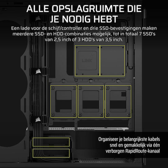 Corsair 5000T Gaming Midi-Turm Computergehäuse mit Seitenfenster Schwarz