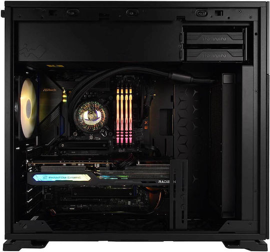 In Win 127 Gaming Midi-Turm Computergehäuse mit Seitenfenster und RGB-Beleuchtung Schwarz
