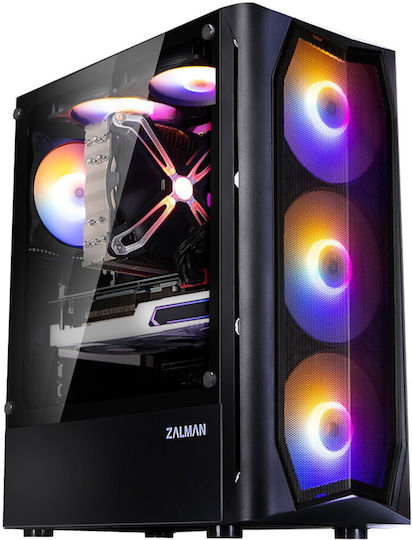 Zalman N4 Rev.1 Gaming Midi Tower Computer Case with Window Panel and RGB Lighting Black