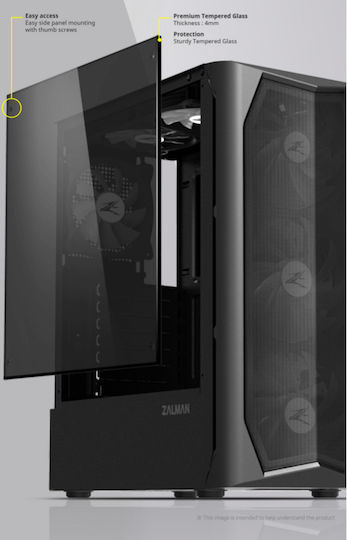 Zalman N4 Rev.1 Gaming Midi Tower Computer Case with Window Panel and RGB Lighting Black