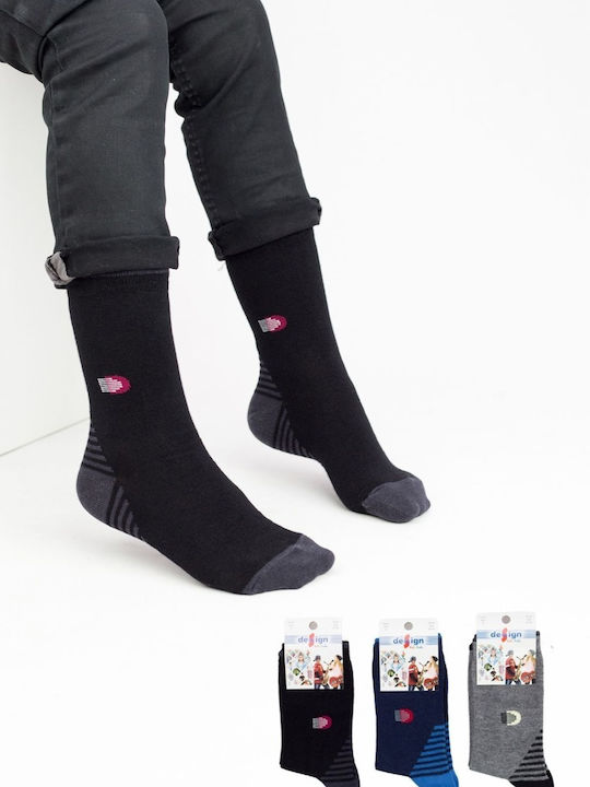 Kids' Socks Boy Design D1 Cotton 3 Pairs Dark Blue