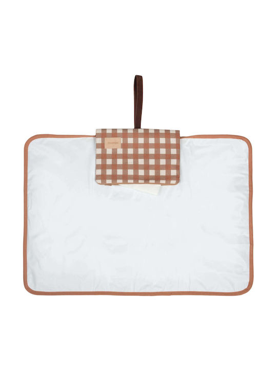 Nobodinoz Travel Changing Pad Checks made of Terracotta Fabric 50x70cm