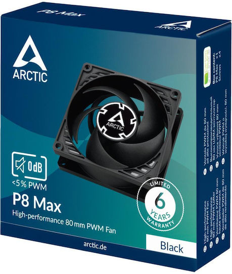 Arctic P8 Max Case Fan 80mm (5000rpm / 40cfm) Χωρίς Led Φωτισμό και Σύνδεση 4-Pin PWM