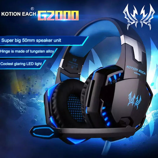 Kotion Each G2000 Over Ear Gaming Headset με σύνδεση 3.5mm / USB Μπλε