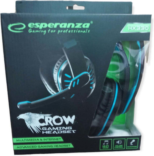 Esperanza Crow (Blue) Over Ear Gaming Headset with Connection 2x3.5mm Blue