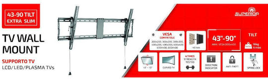 Superior Electronics SUPSTV021 Βάση Τηλεόρασης Τοίχου έως 90" και 70kg Μαύρο