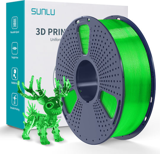 Sunlu PLA 3D Принтер Филамент 1.75мм Прозрачен Зелен 1кг 1бр Макарa