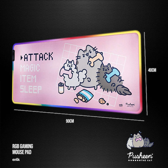 Grupo Erik Pusheen Gaming Mouse Pad XXL (900mm) με RGB Φωτισμό Ροζ MGGEL001