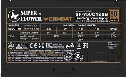 Super Flower Combat DB 750W Μαύρο Τροφοδοτικό Υπολογιστή Full Wired 80 Plus Bronze