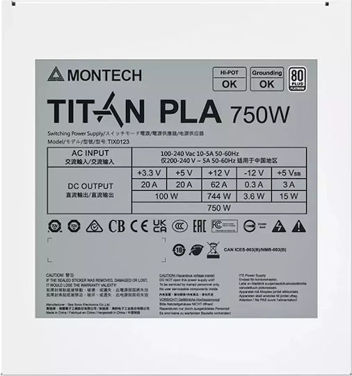 Montech Titan PLA 750W 750W Negru Sursă de Alimentare Calculator Complet modular 80 Plus Platinum