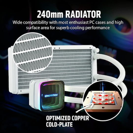 Enermax Aquafusion ADV Υδρόψυξη AIO CPU με 2 Ανεμιστήρες 120mm και RGB Φωτισμό Λευκή
