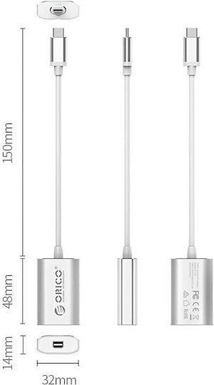 Orico XC-104-SV USB-C Männlich Zu Mini-DisplayPort Weiblich Konverter Silber
