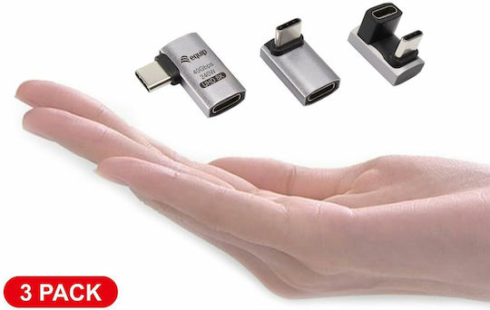 Equip Μετατροπέας USB-C male σε USB-C female Γκρι 1τμχ 133478