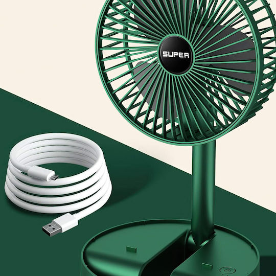 Electric / USB Office/Home Folding Fan Green Portable KLN-288070