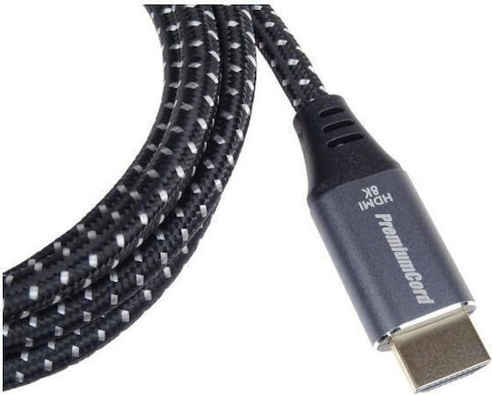 PremiumCord HDMI 2.1 Ultra High Speed 48Gbps 4K 120Hz HDR VRR Cable HDMI Male - HDMI Male 1m Gray