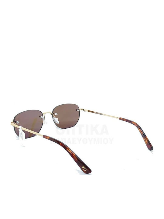 The Glass of Brixton Unisex Sunglasses with Gold Metallic Frame and Brown Lens BS258 10
