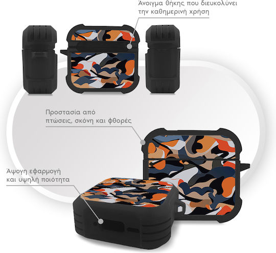 Sonique Camouflage Army Series Case Silicone in Orange color for Apple AirPods 4