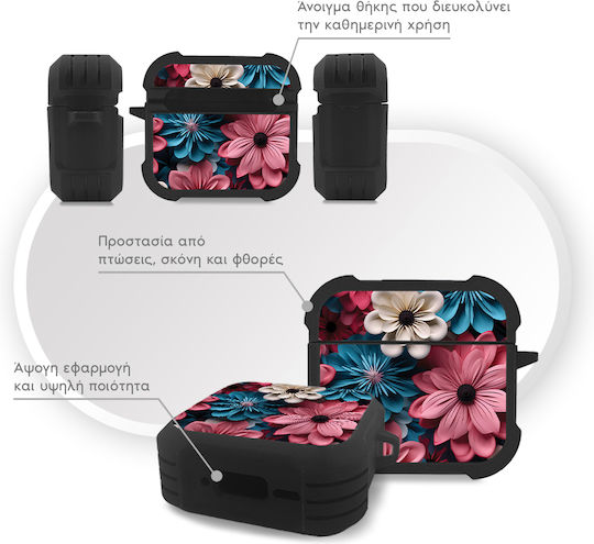 Sonique 3d Flower Series Θήκη Σιλικόνης σε Ροζ χρώμα για Apple AirPods 4