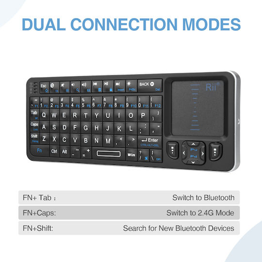 Riitek RT-MWK06 Kabellos Tastatur mit Touchpad Englisch US