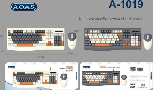 Aoas A1019 Комплект клавиатура и мишка Английски US Бял