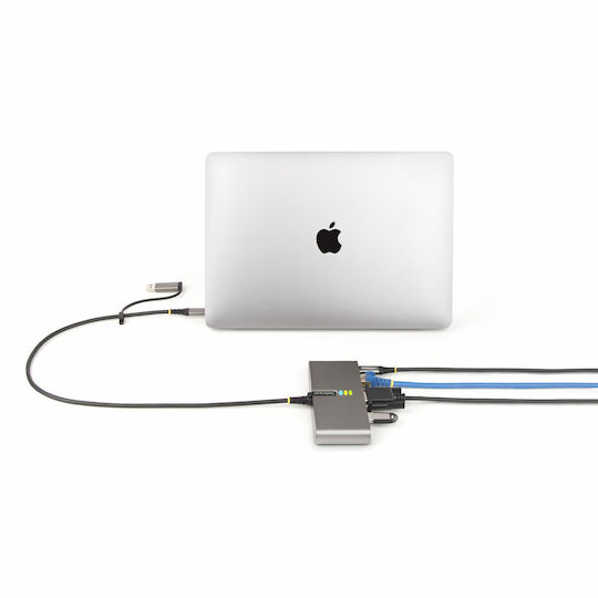 StarTech USB-A / USB-C Docking Station με 4K PD Ethernet Ασημί (5G2A1SGBB-USB-C-HUB)