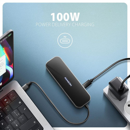 Axagon USB-C Dockingstation für Laptops mit HDMI 4K PowerDelivery Ethernet Schwarz