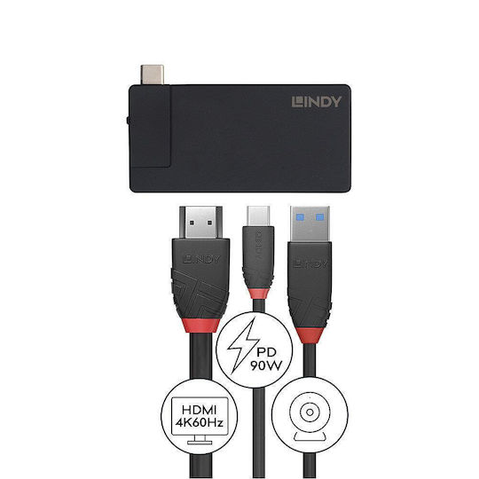 Lindy USB-C Docking Station with HDMI 4K PD Black (43336)