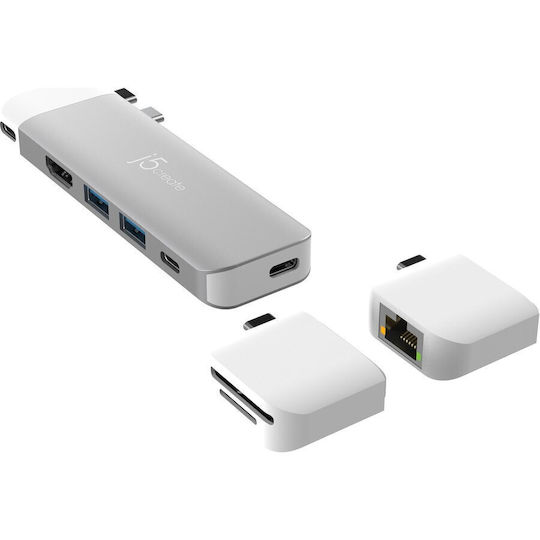 J5create JCD394 USB-C Docking Station με HDMI 4K PD Γκρι