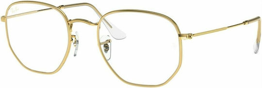 Ray Ban Hexagonal Μεταλλικά Γυαλιά Προστασίας Οθόνης σε Χρυσό Χρώμα