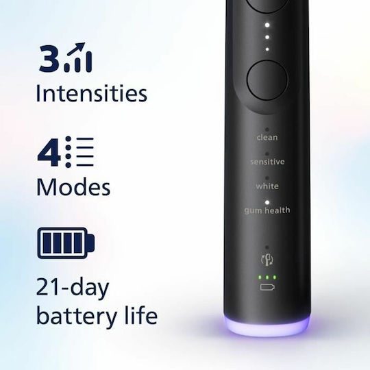 Philips Sonicare DiamondClean 9000 Elektrische Zahnbürste mit Drucksensor und Reisetasche Schwarz