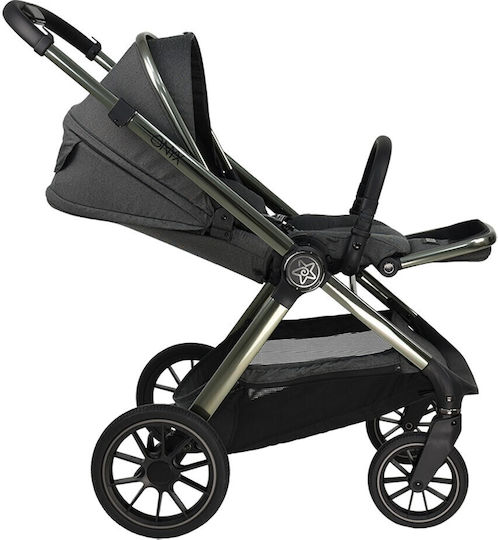 Bebe Stars Onyx 3 in 1 Baby Stroller Suitable for Newborn Gray