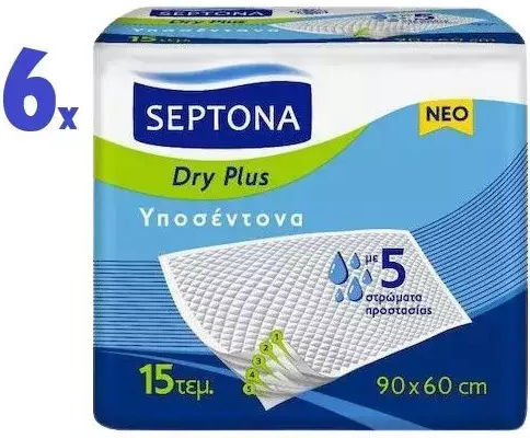 Septona Dry Plus Инконтинентни подложки with 5 Protection Layers 60x90см 6x15бр