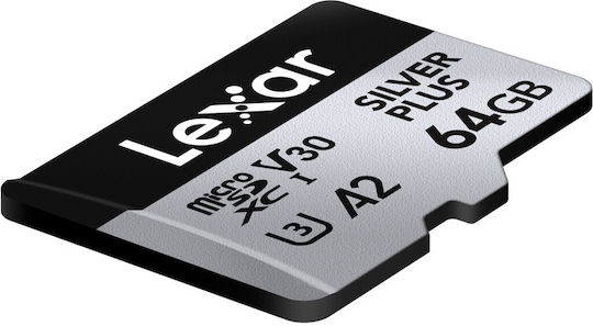 Lexar Professionelle Silber Plus microSDXC 64GB U3 V30 A2 UHS-I 205MB/s mit Adapter
