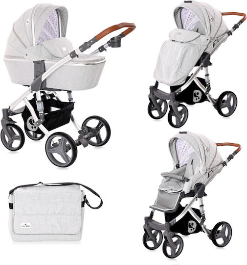 Lorelli Rimini Adjustable 2 in 1 Baby Stroller Suitable for Newborn Grey & Black Dots 21.80kg