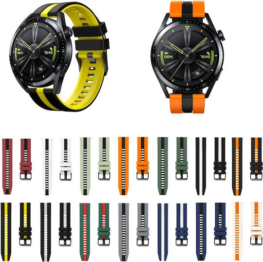 Amazfit Gtr 3 22mm Δίχρωμο Αθλητικό Λουράκι Σιλικόνης Ρολόι Πορτοκαλί+μαύρο