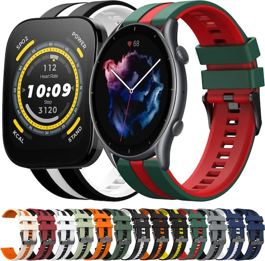 Amazfit Gtr 4 22mm Δίχρωμο Αθλητικό Λουράκι Σιλικόνης Ρολόι Πορτοκαλί+μαύρο