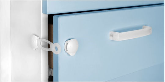 Inofix Cabinet & Drawer Lock made of Plastic in White Color 1.3x1.3x1.3εκ. 2pcs